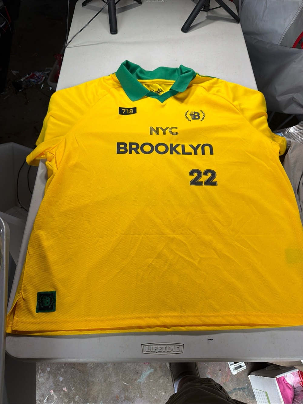 Brooklyn Cloth Yellow Jersey with Green Collar - NYC 22